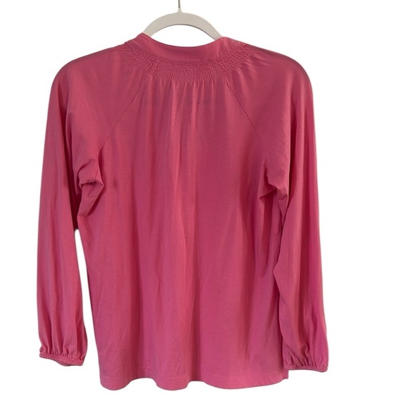 Lilly Pulitzer Elsa Pima Cotton Pink 3 button Top size  Small - Picture 2 of 8